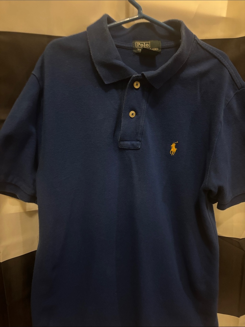 Ralph Lauren Polo Shirt in Deep Blue with Yellow Pony